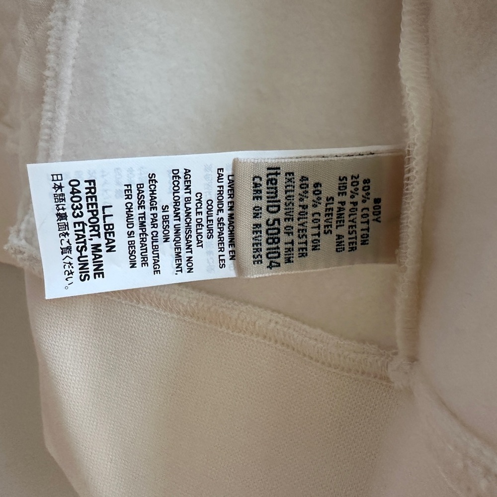 L.L. Bean - Women's Quilted Full-Zip Sweatshirt - Cream M - NWT - Picture 11 of 11